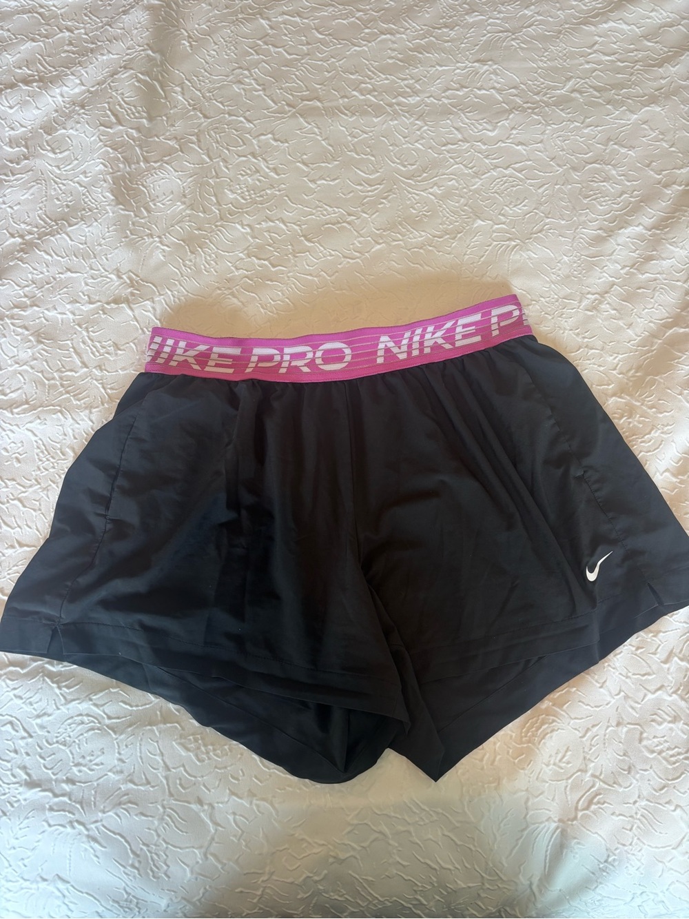 Nike Black Women's Performance Shorts with Pink Waistband